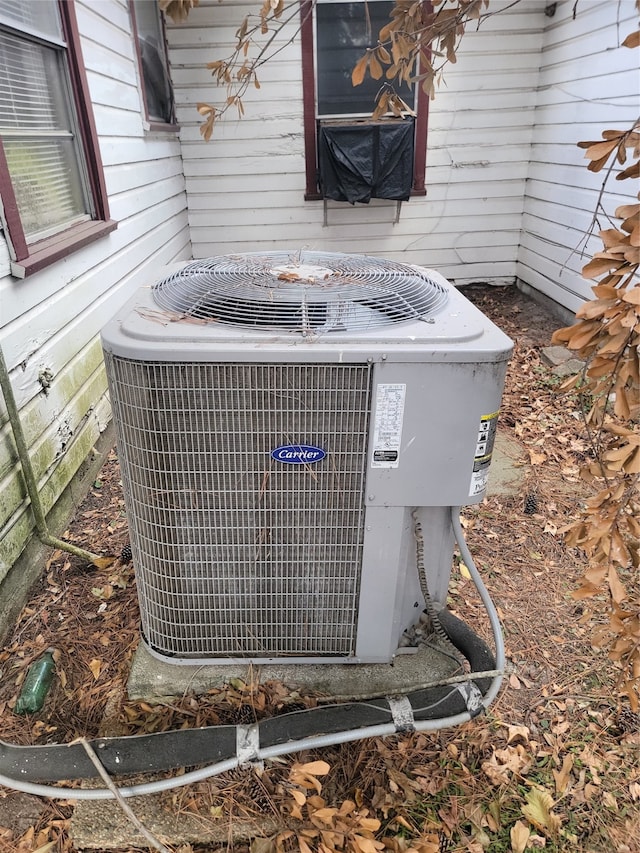 details with wood walls and central AC unit