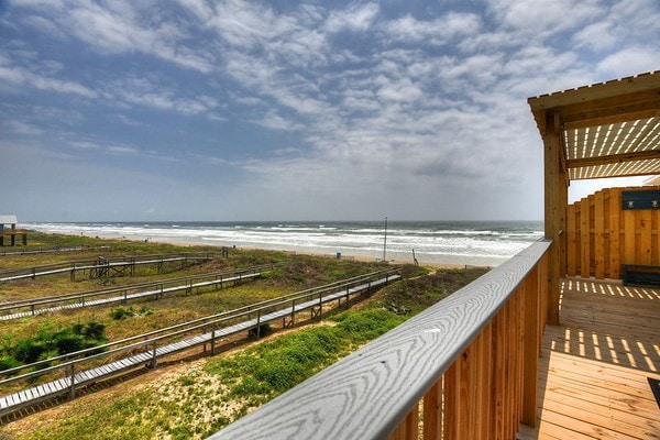 exterior space with a view of the beach and a water view