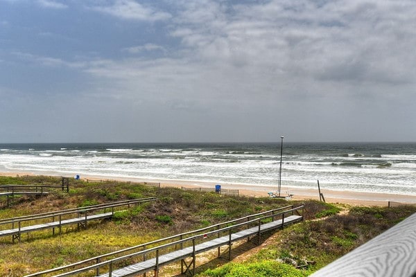 view of water feature featuring a beach view