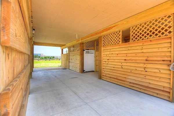 view of patio / terrace featuring an outdoor structure