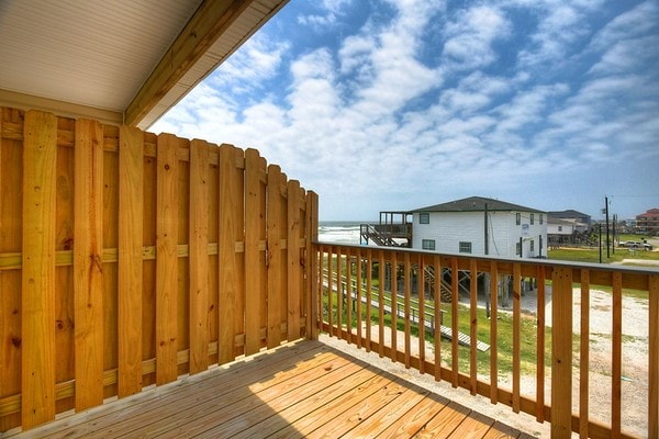 deck with a water view