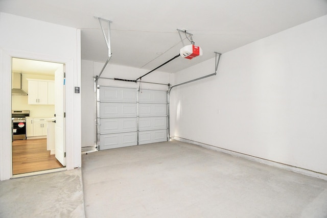 garage with a garage door opener