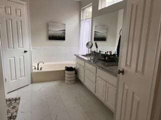 bathroom with vanity and a tub