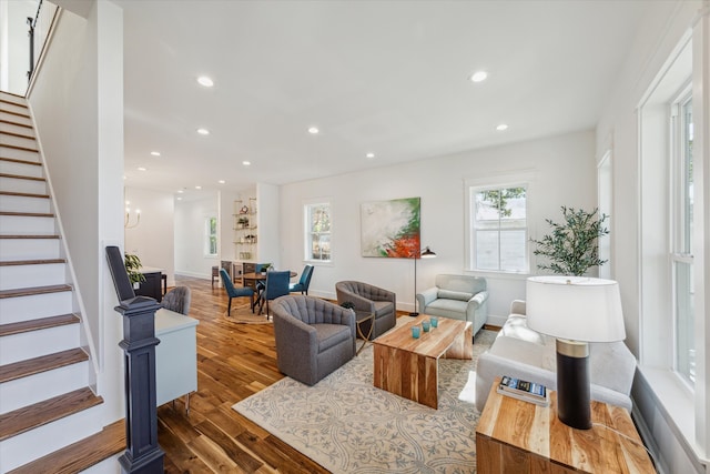 living room with hardwood / wood-style floors