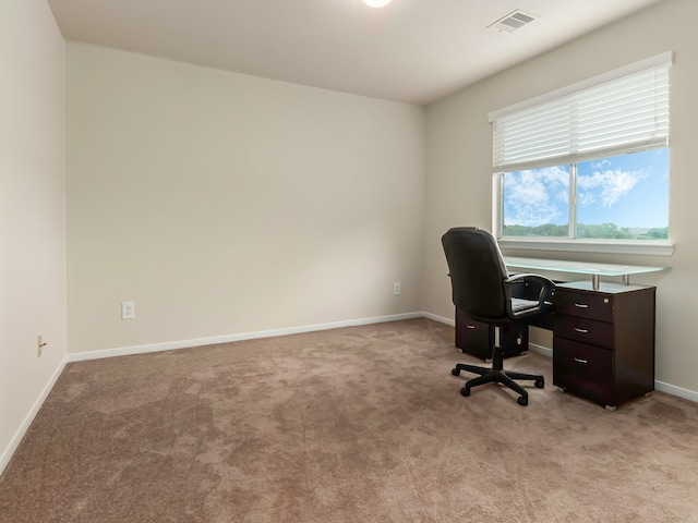 office space featuring light colored carpet