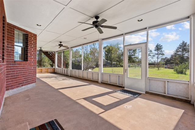 view of unfurnished sunroom