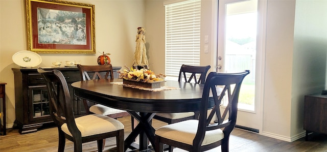 dining area featuring hardwood / wood-style floors