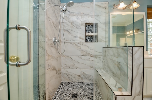 bathroom featuring walk in shower