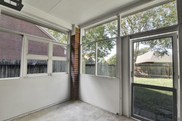 view of unfurnished sunroom