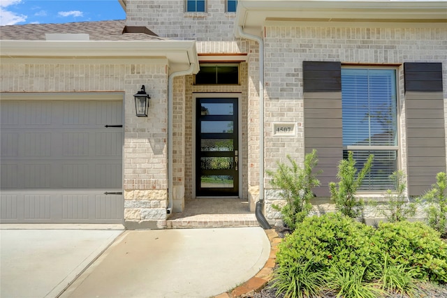 property entrance featuring a garage