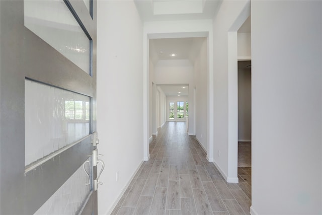 hall featuring light wood-type flooring