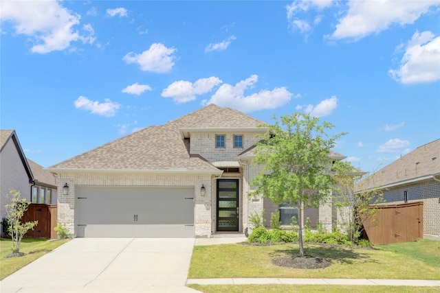 view of front facade featuring a garage and a front lawn