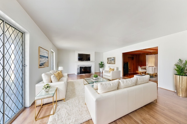 living room featuring light wood-type flooring