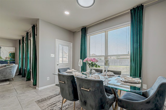 view of tiled dining room