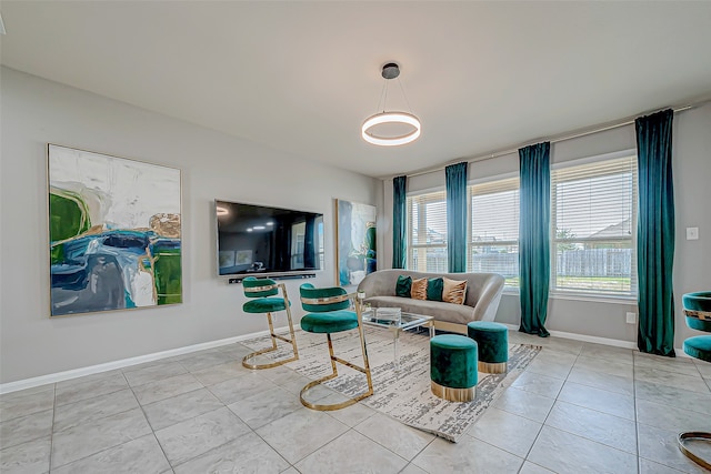 view of tiled living room