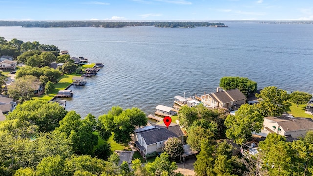 bird's eye view featuring a water view