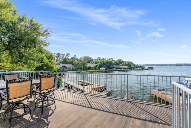 deck with a water view