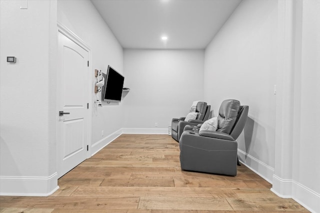 living area featuring light wood-type flooring