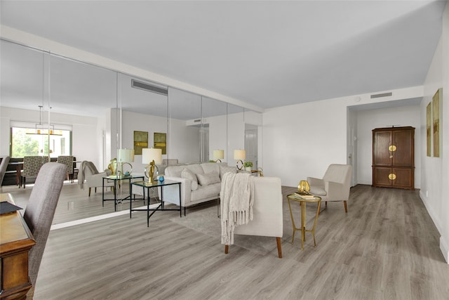 living room featuring light hardwood / wood-style flooring