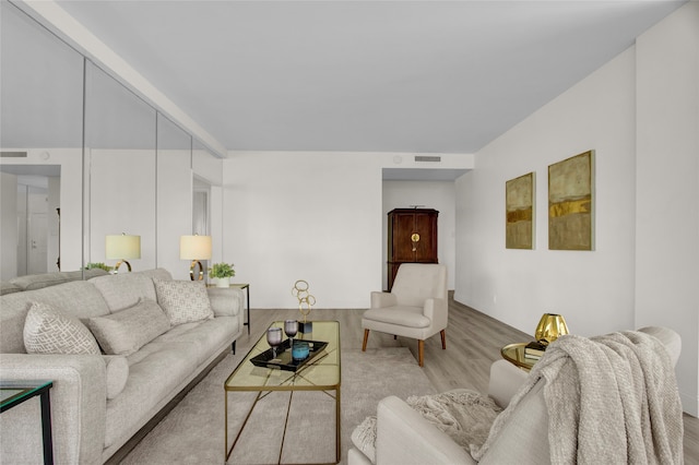 living room featuring light wood-type flooring