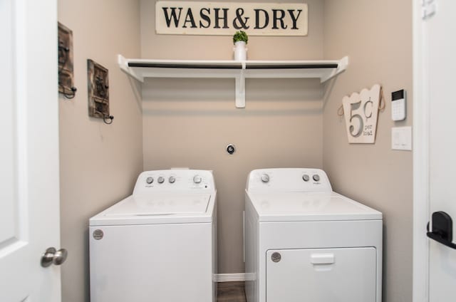 laundry area featuring washer and dryer