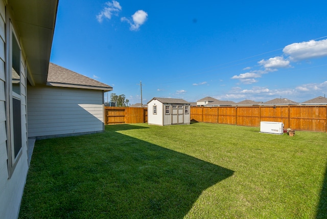 view of yard with a storage unit