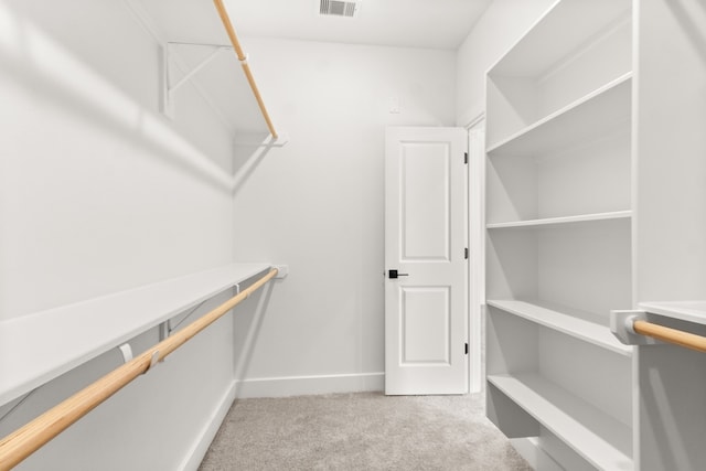 spacious closet with light colored carpet