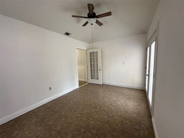 spare room featuring ceiling fan