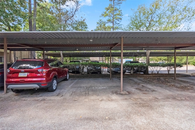 view of parking with a carport