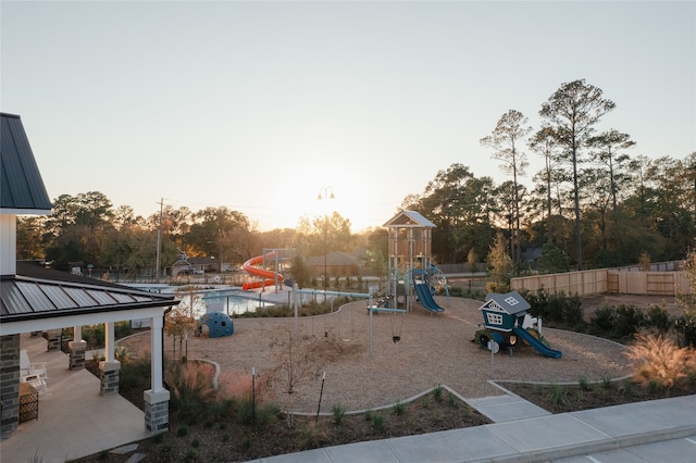 view of playground at dusk