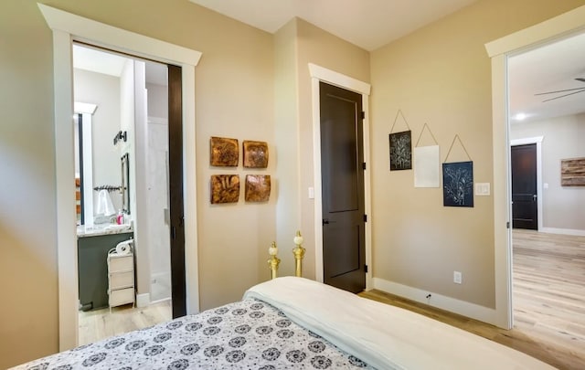 bedroom with light hardwood / wood-style floors