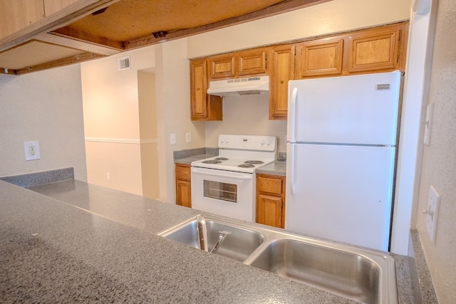 kitchen with white appliances and sink