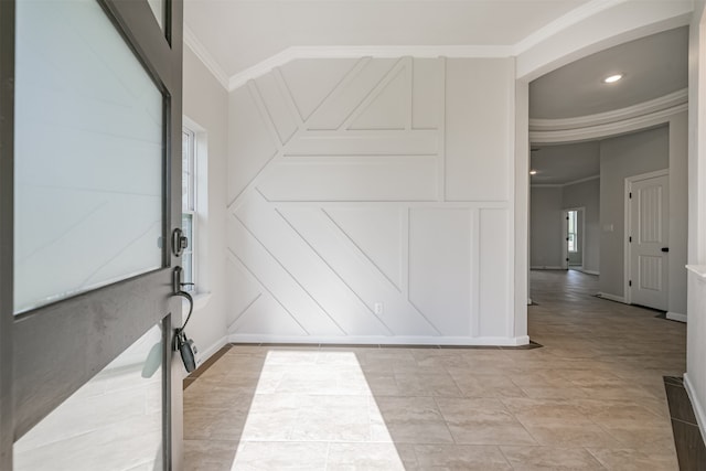 interior space featuring ornamental molding