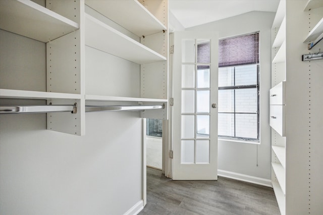 spacious closet with hardwood / wood-style floors