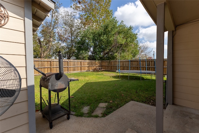 view of yard featuring a trampoline