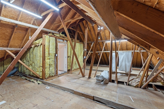 view of unfinished attic