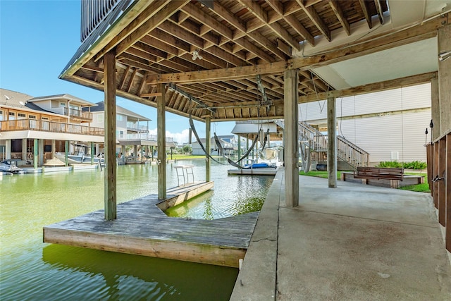 dock area featuring a water view