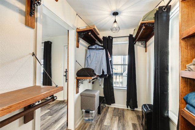 spacious closet featuring hardwood / wood-style floors