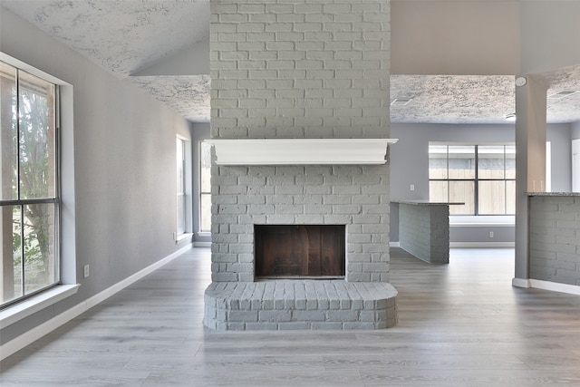 room details with a fireplace and hardwood / wood-style floors