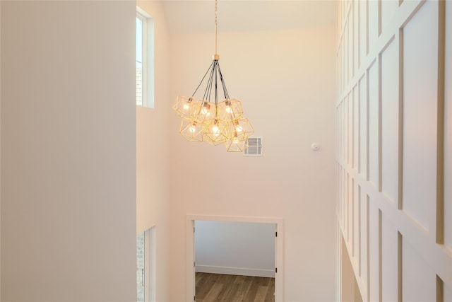 interior space with a notable chandelier