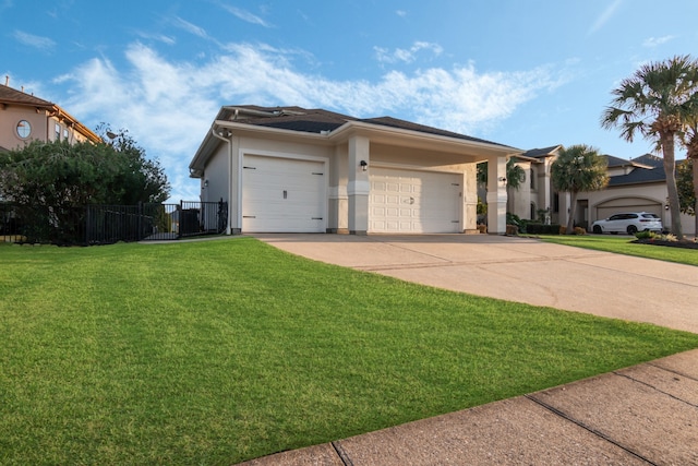 view of side of home with a garage and a yard