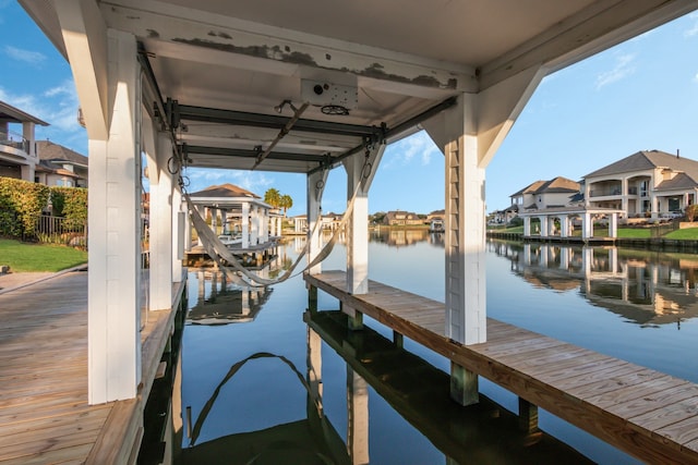 view of dock featuring a water view