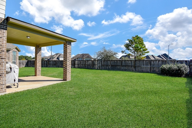 view of yard with a patio area