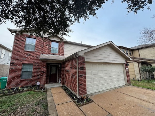 view of front property with a garage