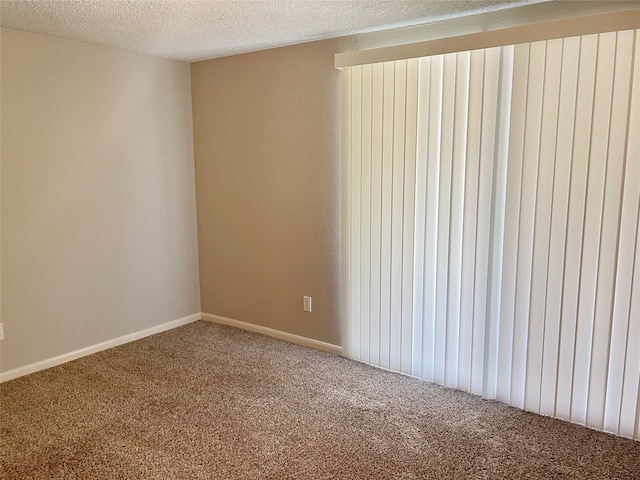 unfurnished room with carpet flooring and a textured ceiling