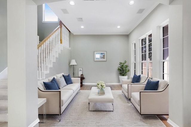 living room featuring light hardwood / wood-style floors