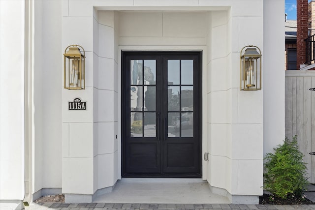 doorway to property with french doors