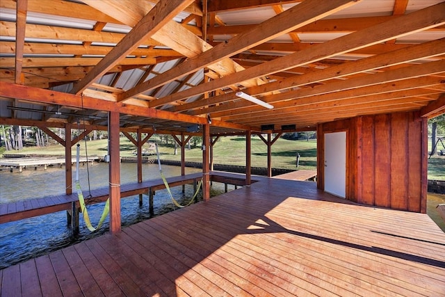 dock area featuring a water view