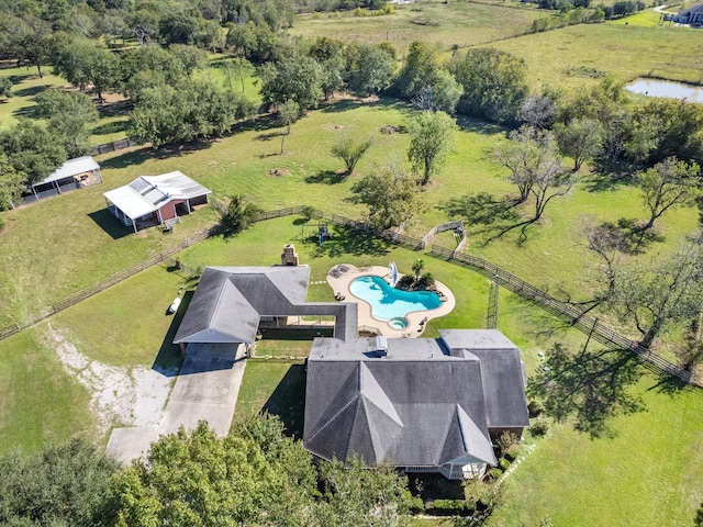 drone / aerial view with a rural view