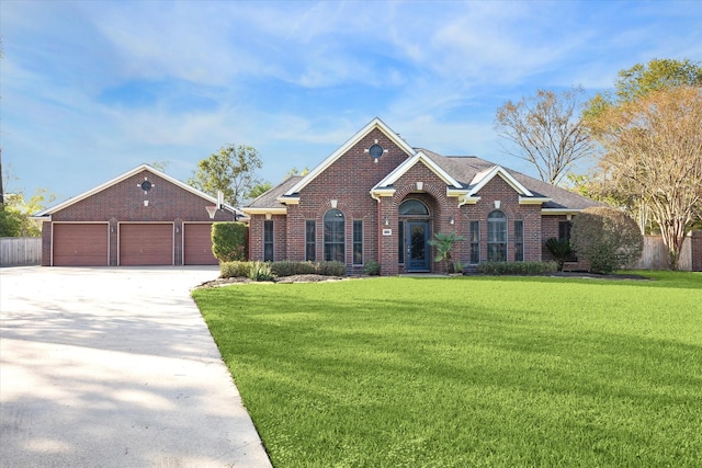 view of front of house featuring a front lawn